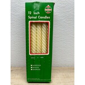 Vtg Jayem Twisted Spiral 12" Holiday Ivory Candles Smokeless Dripless 10Pc Box